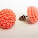 Peach Chrysanthemum earrings, peach earrings, post earrings, flower earrings, floral jewelry earrings, floral earrings, coral, small