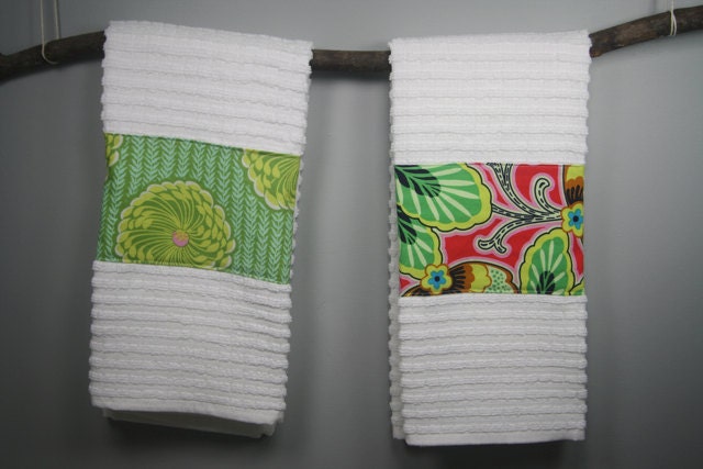 2 dish towels, hand towels, pretty towels