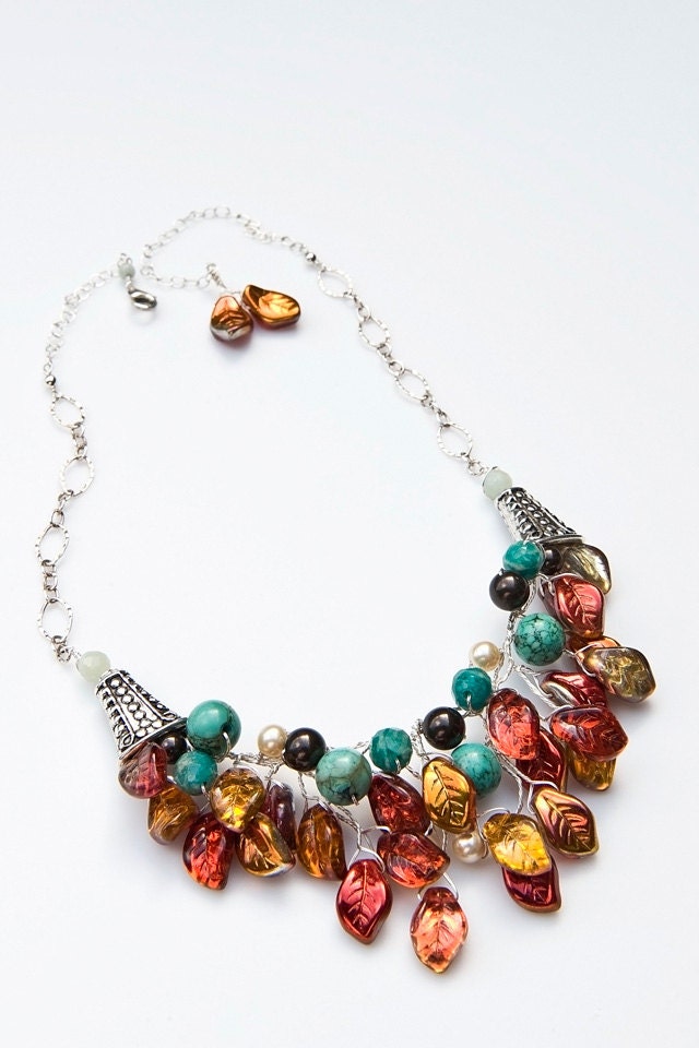 Turquoise Statement Necklace, Bib Necklace, Nature Jewelry, Southwest Jewelry