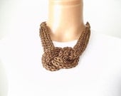 Brown crochet necklace, handmade,new accessory - vyldanstyl