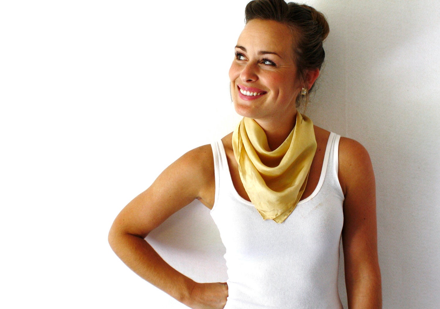 Gold Silk Scarf - Natural Dye- Hand Dyed Silk Scarf - Spring Fashion -Tan Scarf - Autumn - Mothers Day Gift - TheSilkMoon