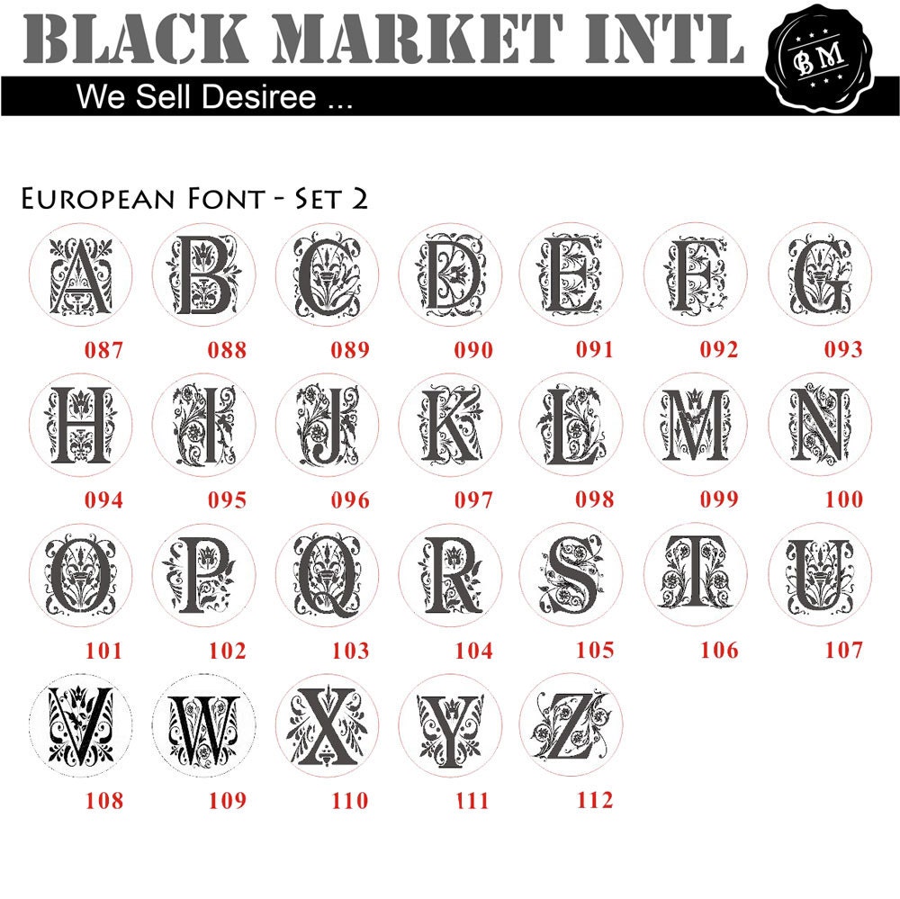Wax Seal Stamp, custom seal wax letter font set STP-EUR