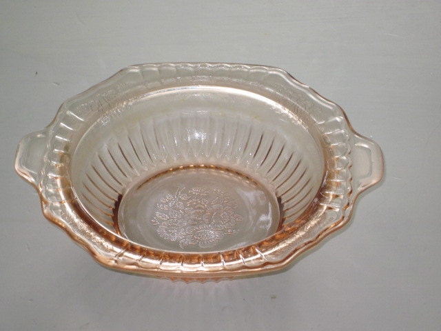Mayfair Open Rose Pink Depression Glass 7 Inch Vegetable Bowl Hocking Glass Co.