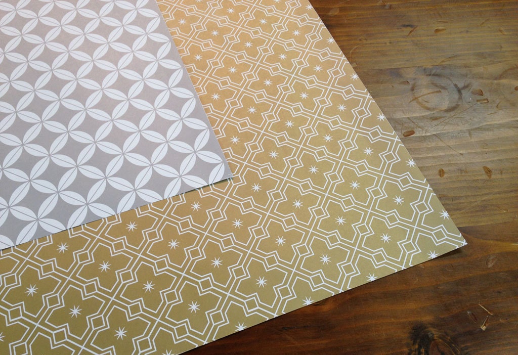 Modern Graphic Premium Wrapping Paper - set of 6 sheets - silver / gold