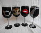 Fifty Shades of Grey Inspired Hand Painted Wine Glasses (Set of Four)