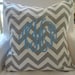 Custom Monogrammed Gray & White Chevron Throw Pillow Cover