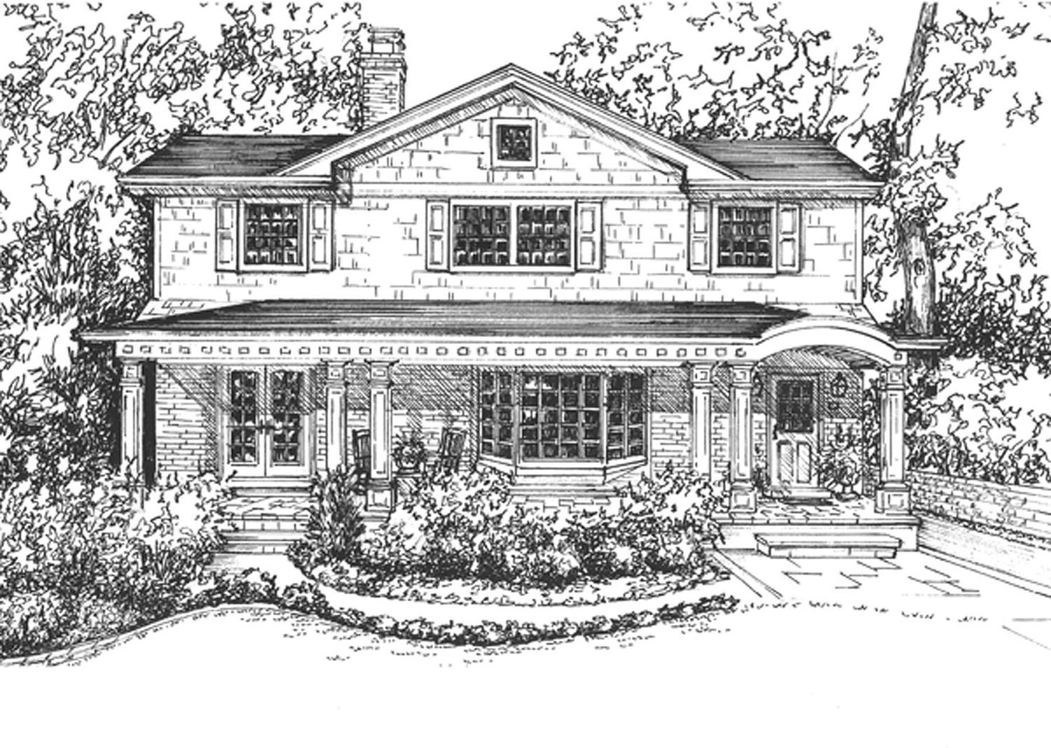 House Rendering, hand drawn in ink