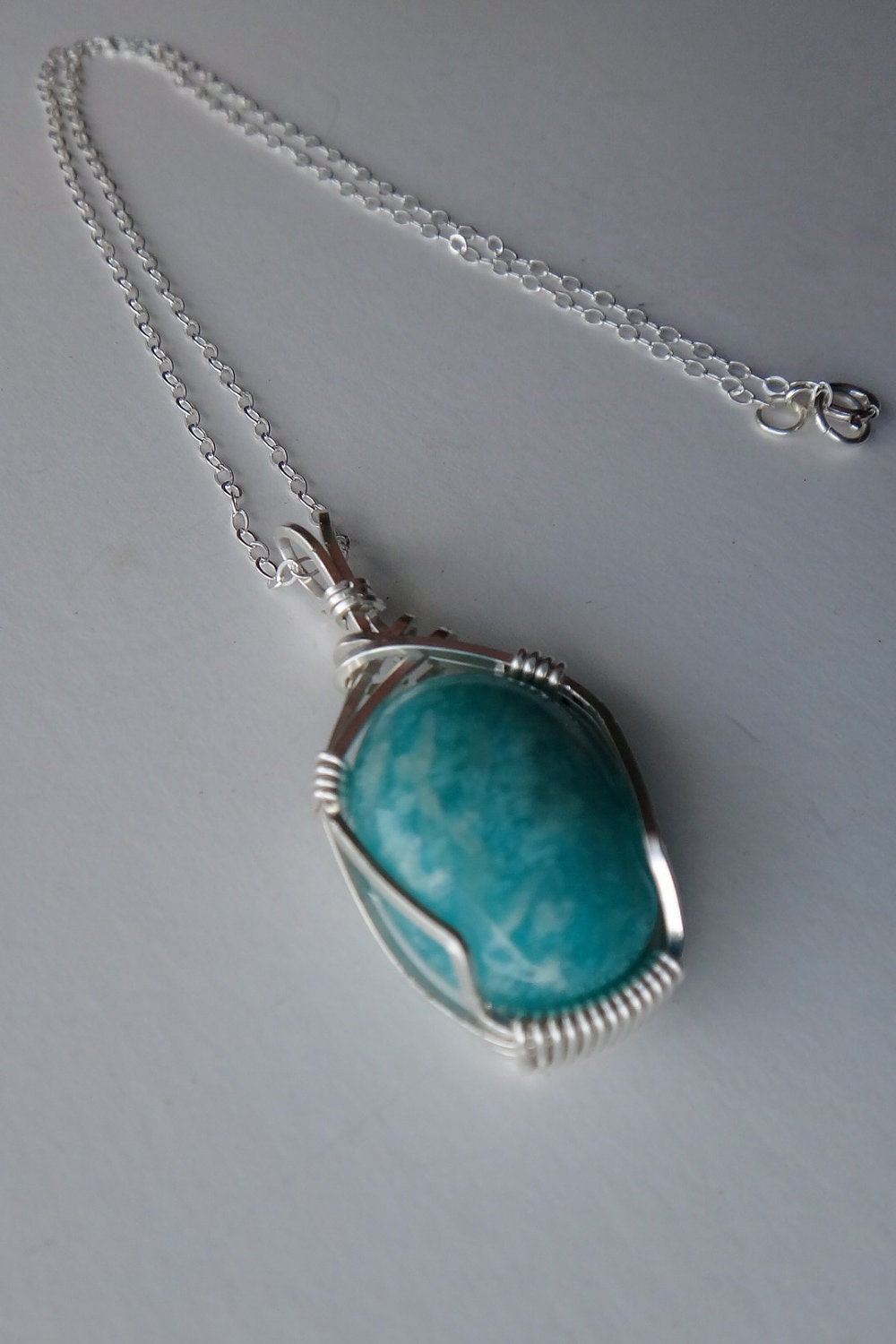 Amazonite "Hope Stone" Sterling Silver Hand Wire-Wrapped Necklace