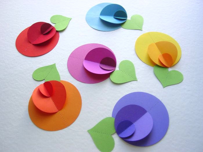 Paper Wall Decor-Flower-3D-Bright Colours-Multi-colored-Kids-Nursery Decor-Wall Art-Circle-Leaves-Yellow-Orange-Purple-Blue-Red-Pink