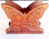 Vintage 1980's Butterfly Napkin Holder, Wood, Butterfly, Organizer, Napkin Holder, fairies ,papillon   Butterflies,// free US SHIpping///