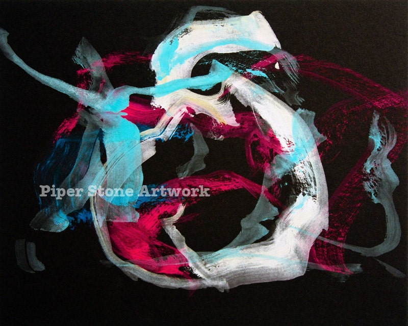 Jellyfish Abstract Art by a Special Needs English Bulldog - Piper The Painting Bulldog - 8x10