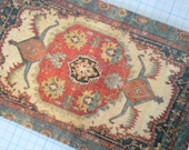 Floor Cloth Persian Pattern in Red, Tan and Green Tones - by Pat Tyler Leather Miniatures