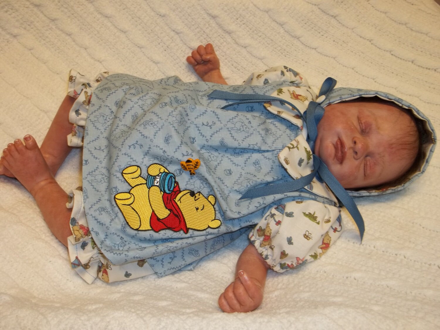 BabyCakes Boutique' by BWG 3 piece Preemie Winnie the Pooh dress set for reborn baby by Rhonda Bartley