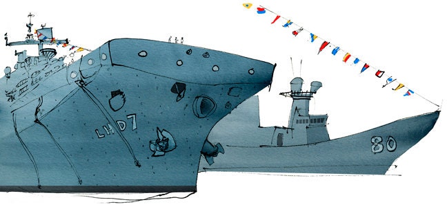 uss iwo jima (lhd 7): ship print / nautical illustration