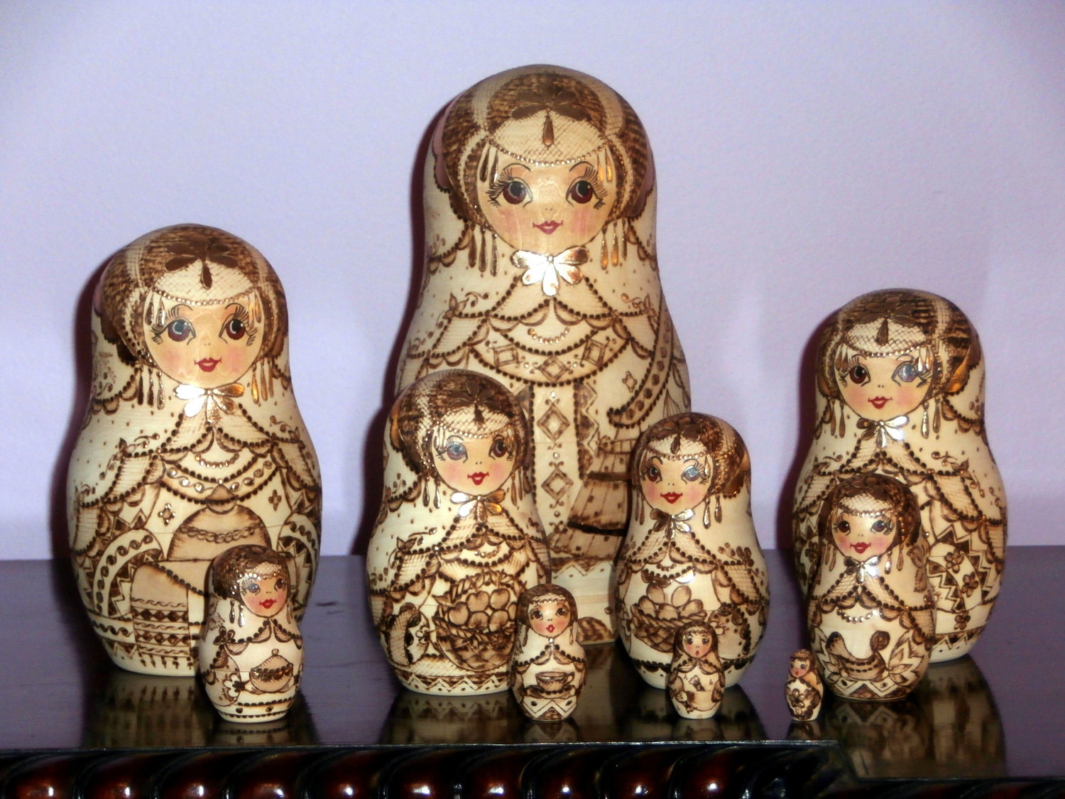 10pcs. X-lrg Artistic Matreshka/Matryoshka Doll, Russian, Vintage Collectible, Sergeev Posad