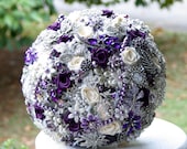 Purple wedding brooch bouquet - Deposit - Made to order bridal bouquet - Wedding broach bouquet