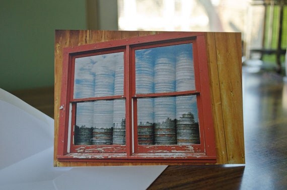 Barn Window Greeting Card from Recycled Paper