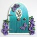 Turquoise Ombre Fairy Door with Purple Roses