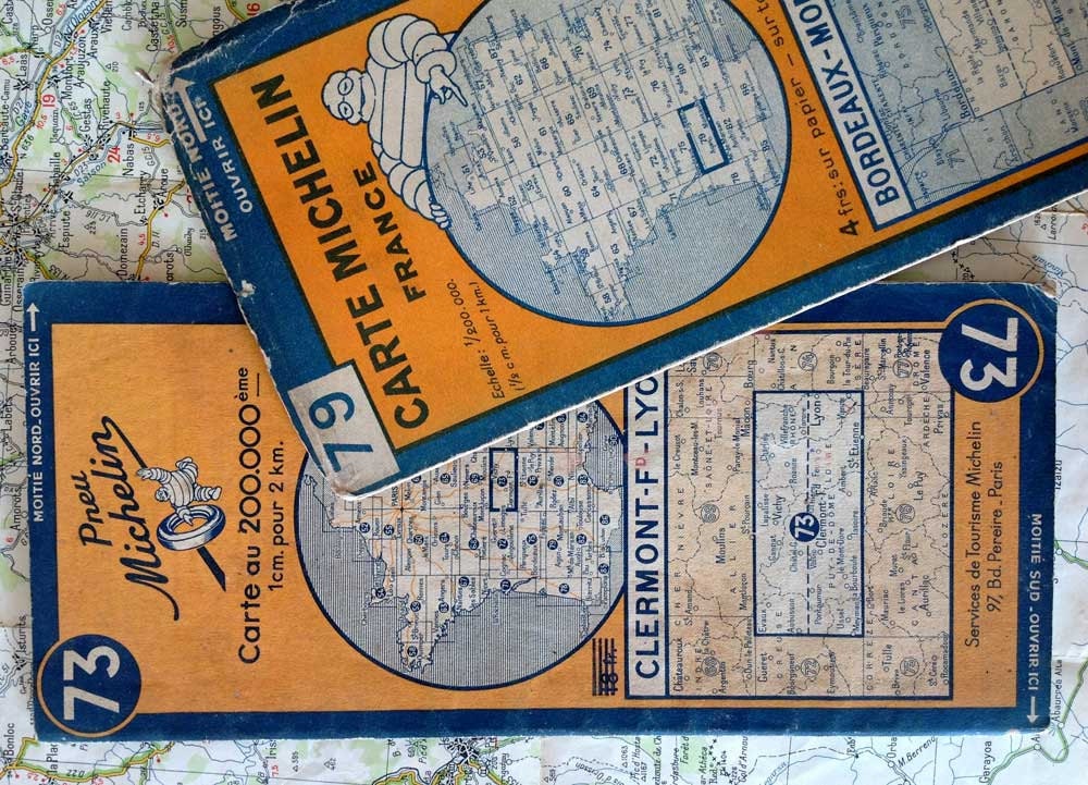 2 Orange 1947 and 1946 Michelin Maps 73 and 79 France
