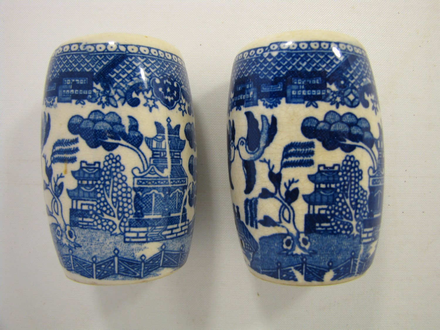 Vintage Blue Willow Salt and Pepper Shakers