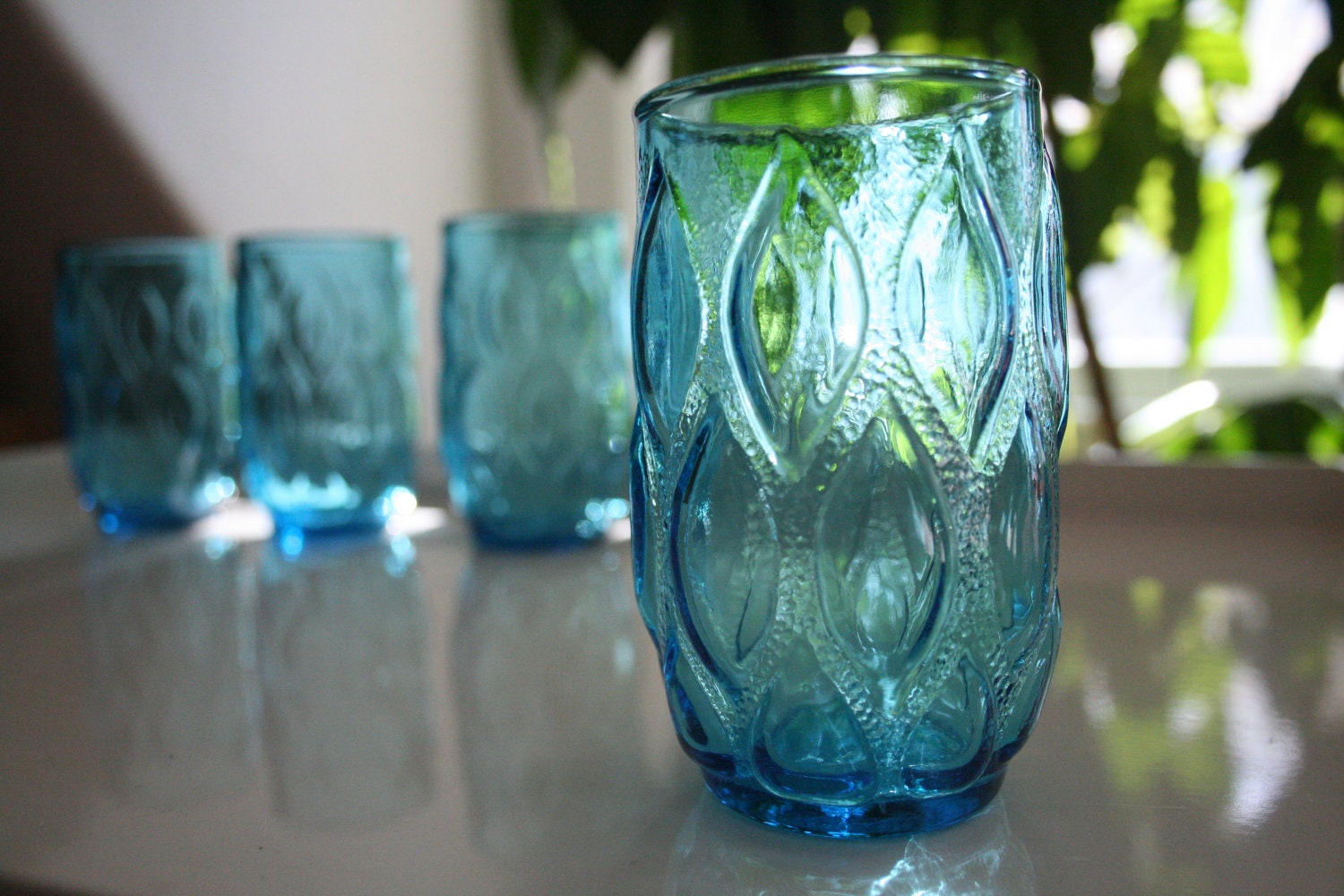 Blue Vintage Glasses - Set of 4