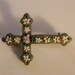 Micro mosaic cross 1930s brooch pin 1930s pin green white flowers brooch micro mosaic