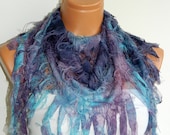 Shredded Horizon.... Purple scarves...Necklace Scarf....Super light.Shawl,Wrap,Bandana,Headband,Beach Pareo..