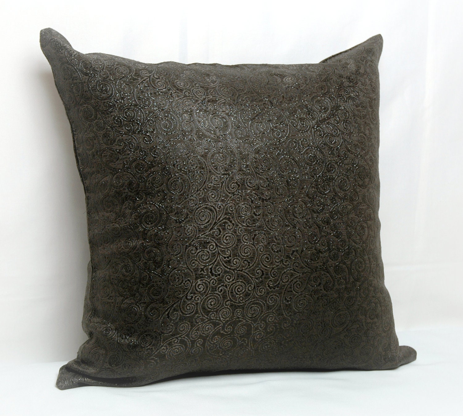 Dark Brown Floral Jacquard Brocades Shiny Decorative Pillow Case , Cushion Cover 16x16 inch , 18x18 inch - MyveraLinen