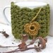 Green and brown flower Cup Cozy, Coffee Cozy, Coffee Cup Sleeve, Tea Cup Cozy - Back to School