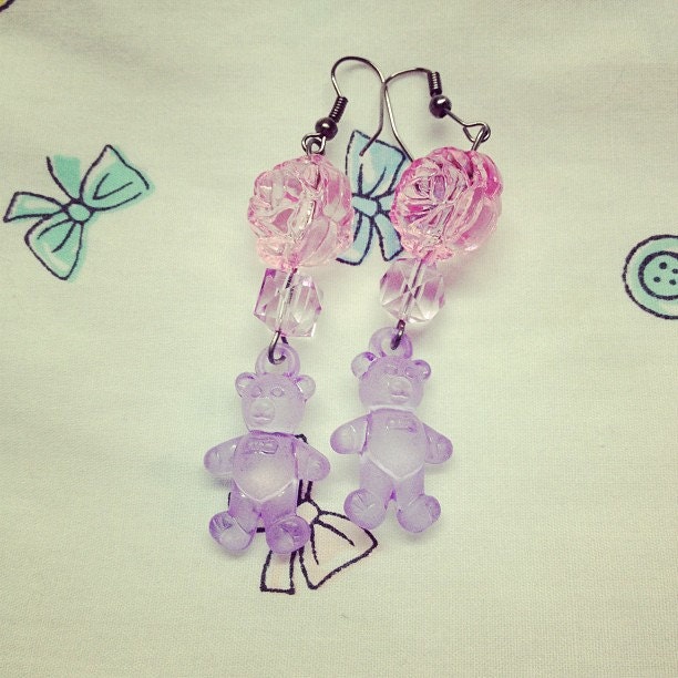 Charming Rose & Bear Earring
