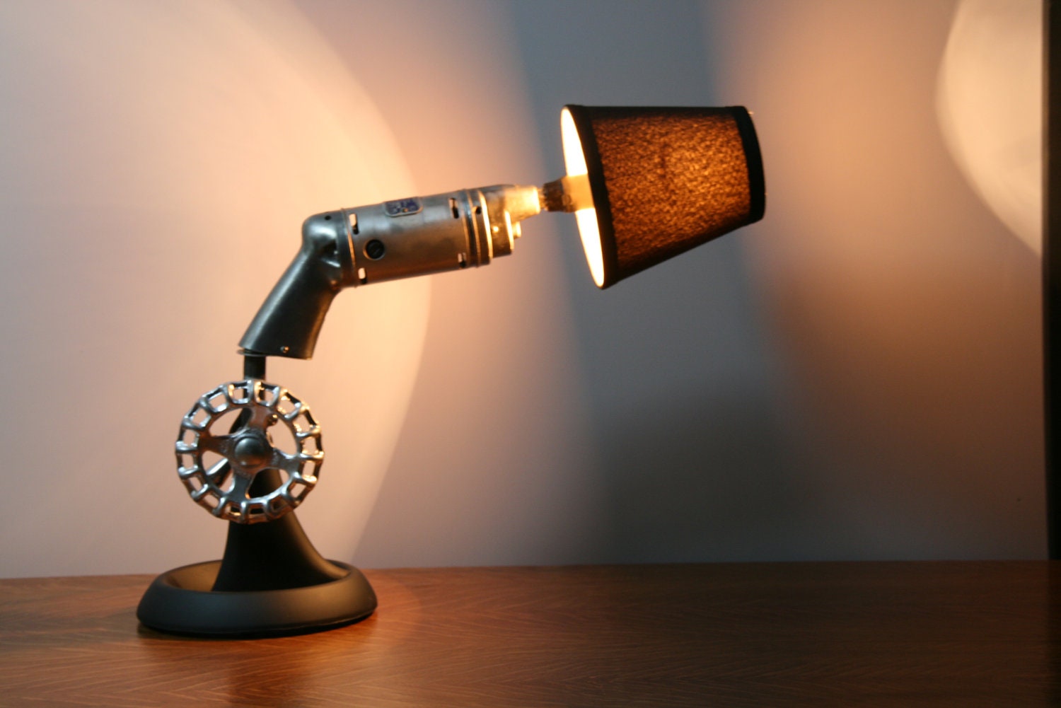 Vintage Drill Assemblage Art Lamp