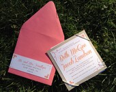 Beth Coral Blush Vintage Simple Contemporary Flowers Elegant Wedding Invitation Bakers Twine Indie