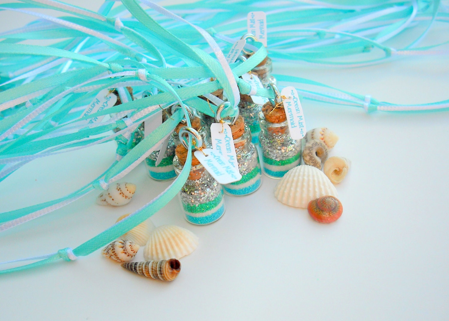 Mermaid  Necklaces 10 included, Mermaid Party Favors, blue, green, silver