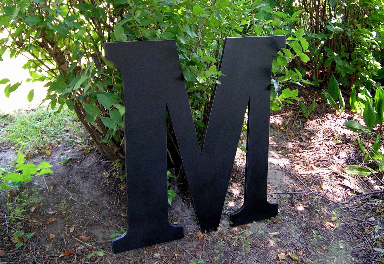 Black M Sign in Book 2 foot Large letter.  ABCDEFGHIJKLMNOPQURSTUVWXYZ Wedding Letter Wall Letter