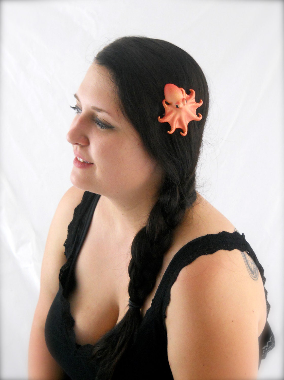 Orange Octopus Hair Barrette