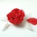 HANDMADE red polka dot silk flower hair clip/pin brooch
