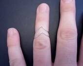 Chevron Knuckle - Stacking Ring OR toe ring, Adjustable, Sterling Silver plated, Wire wrapped. Hypoallergenic.