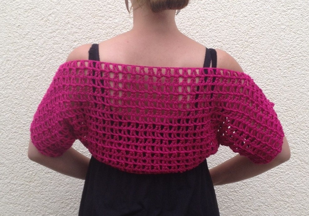 Crochet Shrug Bolero in Cranberry