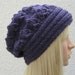 Purple Hand Knit Hat, Slouchy Beret Hat in Purple, Purple  Hat