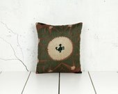 handmade vintage suzani pillow cover - 11.810" x 13.38" - FAST shipment with UPS - 02475-66