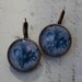 Blues on Monday - Blue Damask Design Inspired Round Earrings