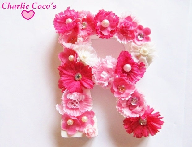 Custom Hanging Wall Letters, Name Letters, Flower Letters for Girls/ Baby, Girls Room Decor- "Letter Petals" (4 Letter Name)