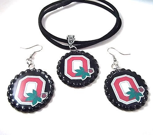 Ohio State Buckeyes Necklace and Earring Set
