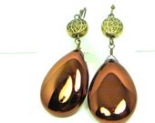 Copper Gold Earrings, Teardrop Earrings, Bronze Earrings, Large, Lightweight - jillsgems1