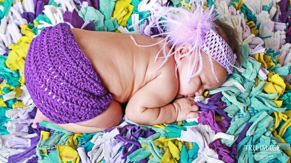 Purple Diaper Cover, Newborn Infant Baby Photo Prop