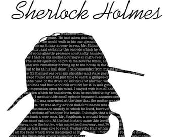 Sherlock Holmes Silhouette Art, Arthur Conan Doyle, Wall Art, Typography Art Print, Book Quote, Steampunk Decor, Dorm Room Decor, 8x10