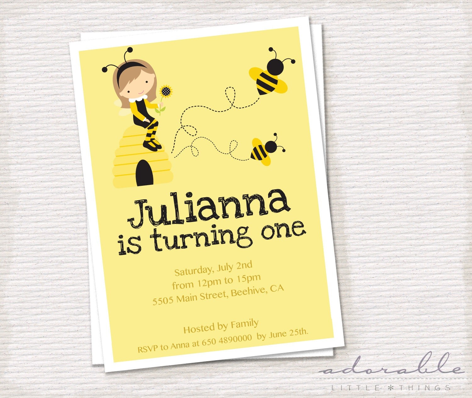 Items similar to DIY bumble BEE Birthday Party Invitation. Printable B ...
