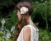 Silk Chiffon Hand Pressed Peach Pink Flower Rose Hair Fascinator Bridal