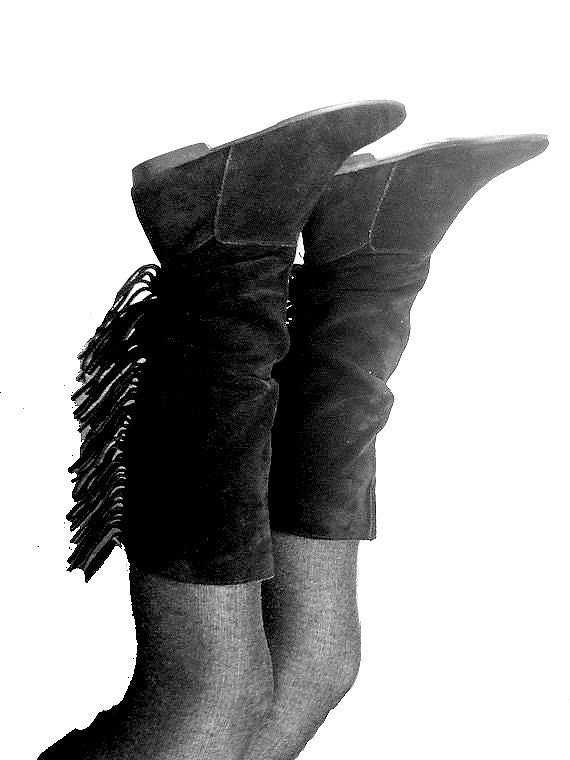 eighties fringe boots black suede  terrific