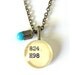 Brass Tulip Casing Robins Egg Blue Drop Dewey Decimal Library Card Necklace